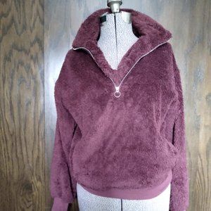 Express fleece maroon pullover sweater xxs